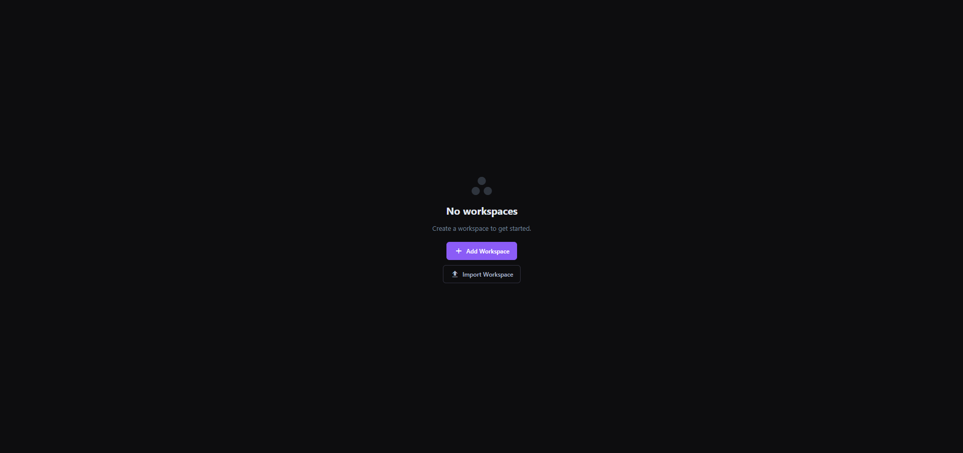 MockPilot after installation showing No workspaces with Add Workspace and Import Workspace options
